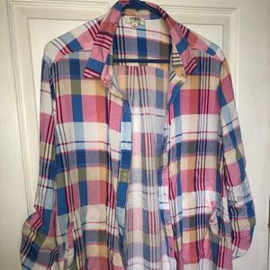 Umgee pink and blue flannel with lace